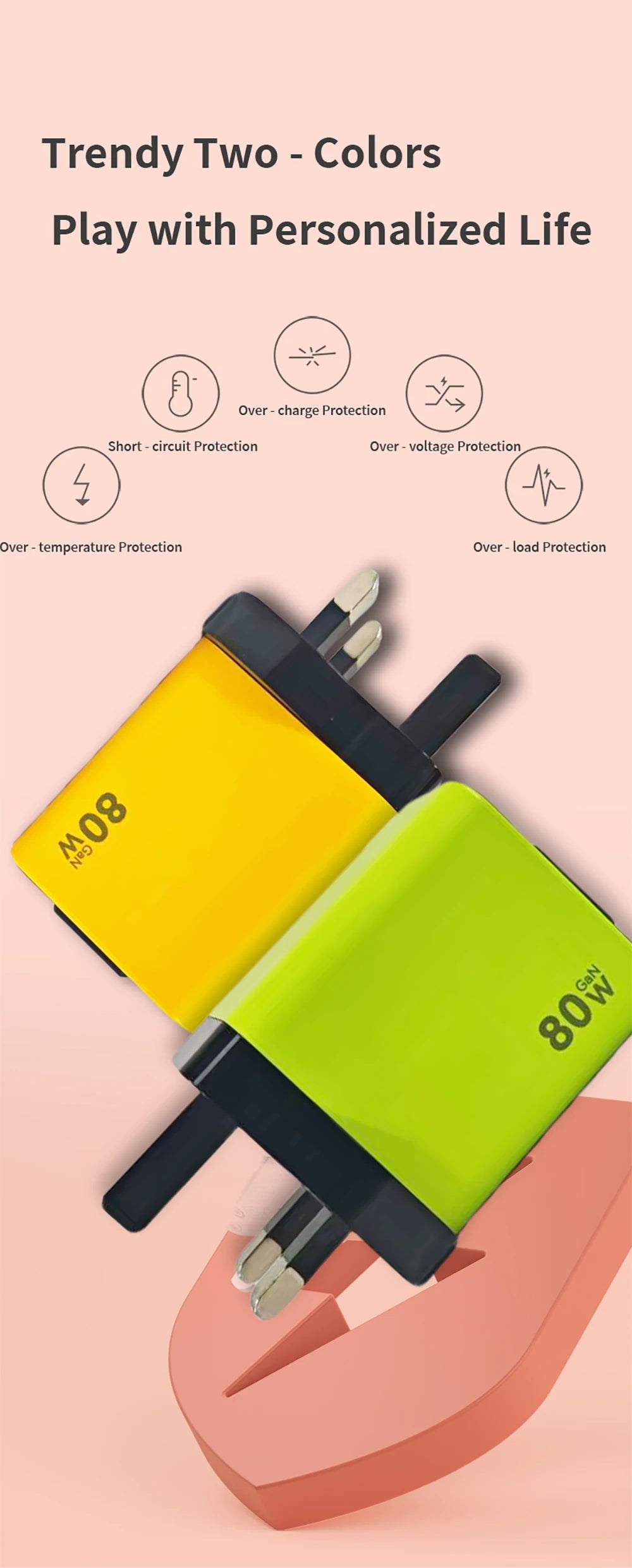 80W USB Charger with Retractable Type C Cable USB C Charger for iPhone 16 15 Huawei iPad Laptop Type C Mobile Phone Fast Charger