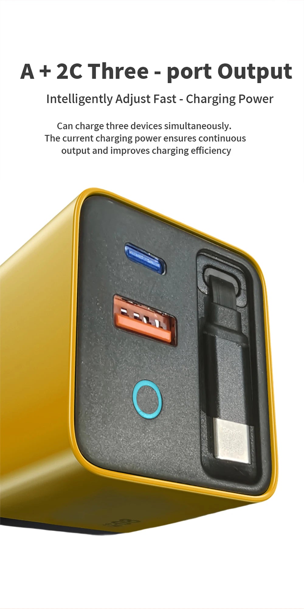 80W USB Charger with Retractable Type C Cable USB C Charger for iPhone 16 15 Huawei iPad Laptop Type C Mobile Phone Fast Charger