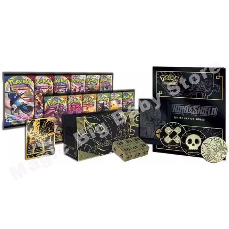 Pokemon Cards Original Trading PTCG Cartoon English Black Gold Sword Shield Gift Box Sword Dog CangXiang Zang Marante Child Gift.
