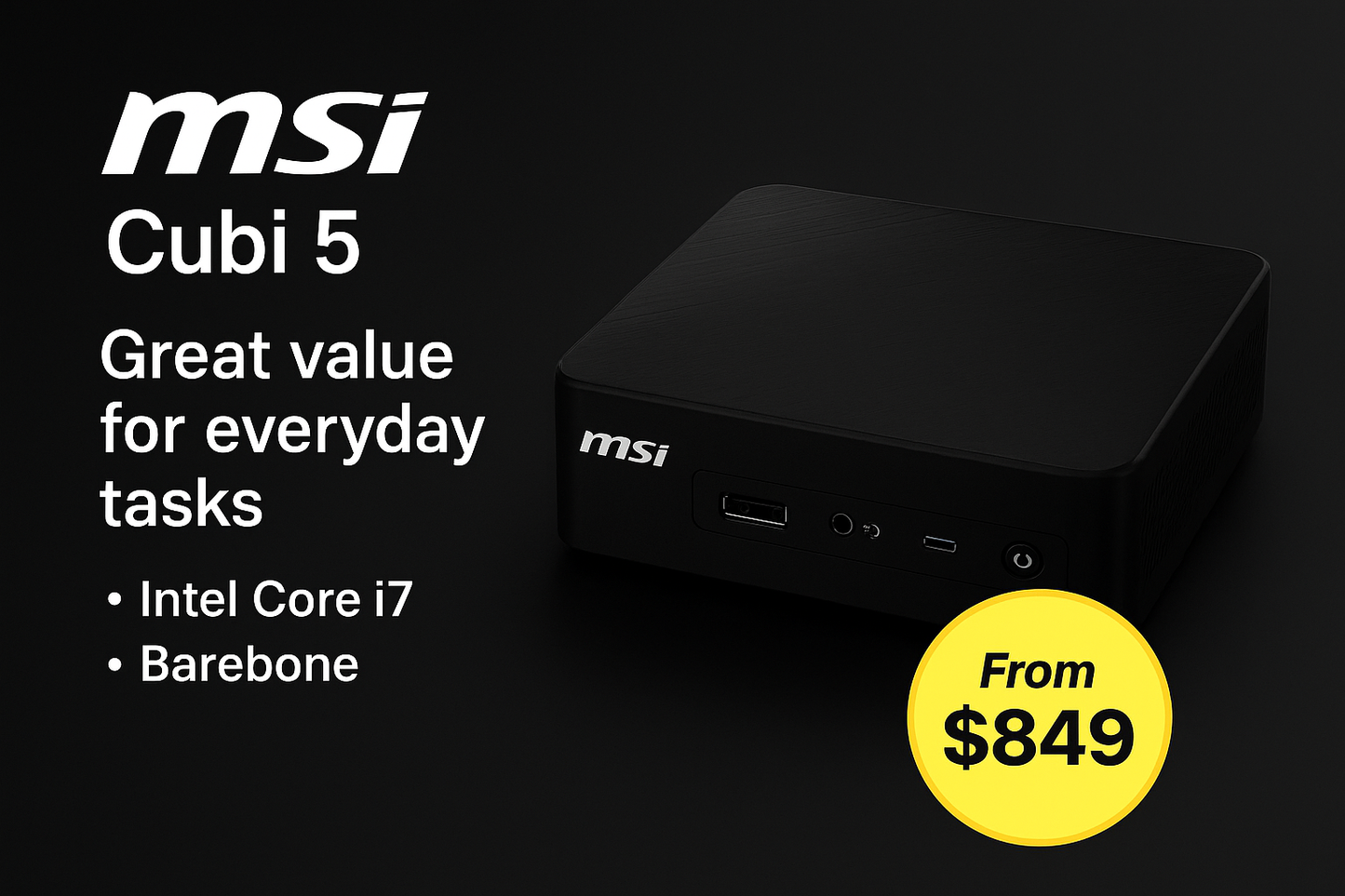 MSI Cubi NUC 1M-015BAU Core i7 DDR5 Mini PC Barebone