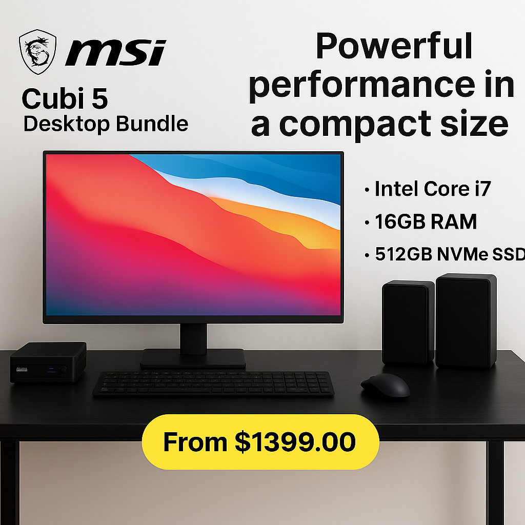 MSI Cubi 5 Mini PC with Intel Core i7-1255U for Home Office